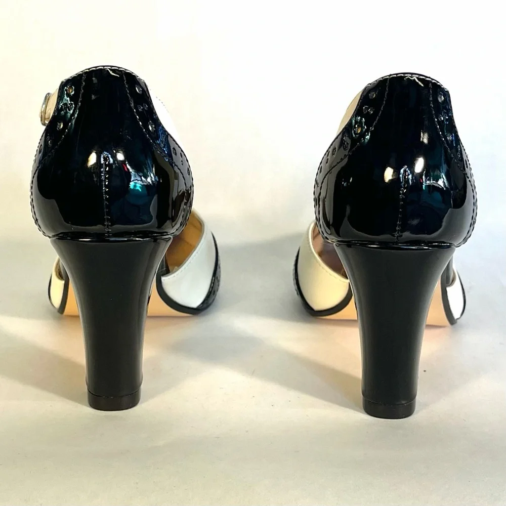 Gatsby II T-Strap Vintage Heels - Black and White - Picture 7 of 16